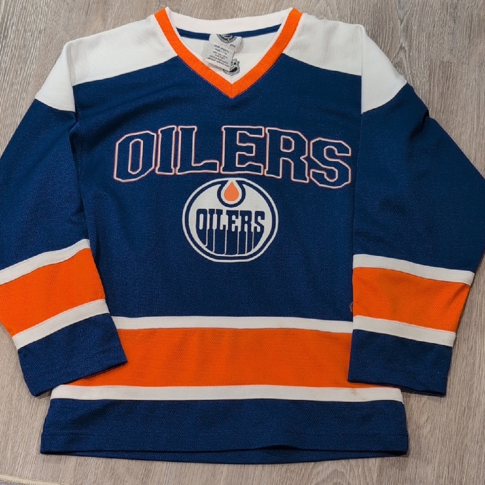 NHL Oilers Kids Blue and Orange Jersey